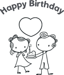 happy birthday card black and white