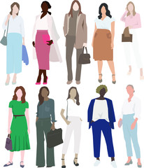 Women in office clothes are a business style for all ages. Fashion trend set