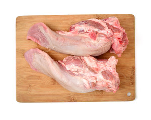 raw pork tongue isolated on white background