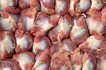 Close-up shot of fresh chicken gizzard