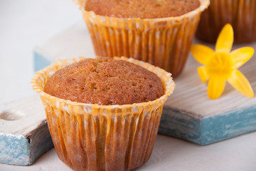   Orange muffins closeup