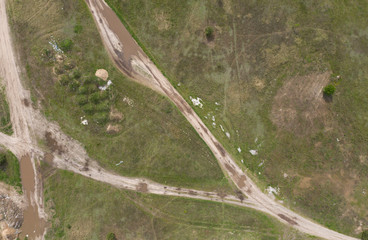 road of small gravel,  view from above