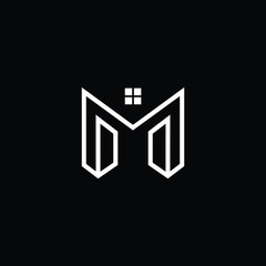 Letter M in vector for Real Estate , Property and Construction Logo design for business corporate sign. Minimal logo design template on white background.