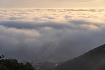 Sunset over the clouds in Laguna Beach California