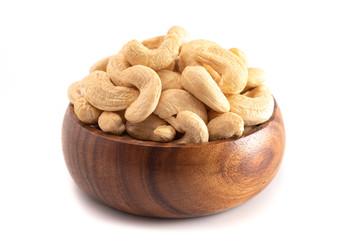 Bowl of Raw Natural Cashews Isolated on a White Background