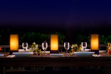 candle lit dinner table setup