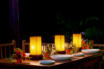 candle lit dinner table setup