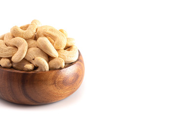 Bowl of Raw Natural Cashews Isolated on a White Background