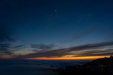 Sunset over the clouds in Laguna Beach California