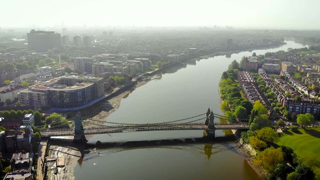 Aerial view of Hammersmith in the morning, London, UK