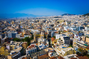 Aerial view of Athens, landscape of city center, modern building od Athens, Greece