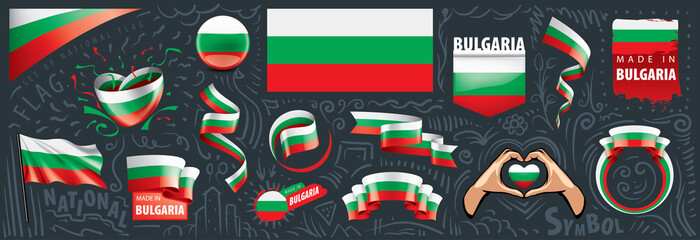 Vector set of the national flag of Bulgaria in various creative designs