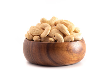 Bowl of Raw Natural Cashews Isolated on a White Background