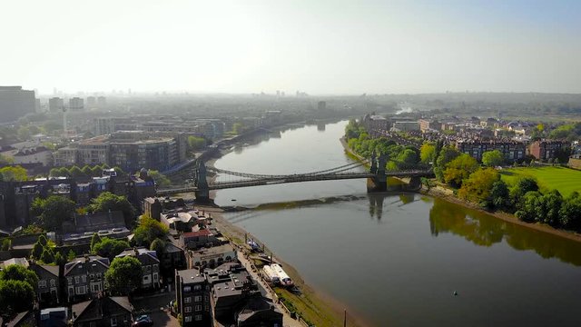 Aerial view of Hammersmith in the morning, London, UK