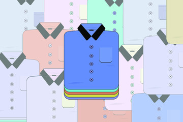 folded purple shirt on background of shirts illustration vector. flat design. clothes theme