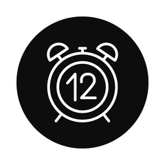 alarm clock with 12 number icon, block style