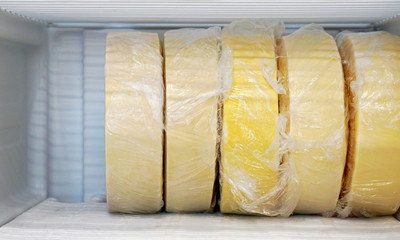 frozen garbage cakes in a shock freezer