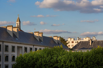 Paris,  Boulogne Billancourt district France. High views on home buildings in rue de Silly  - 350976741