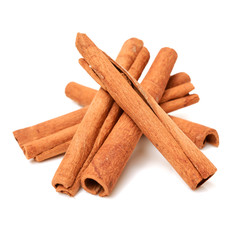  Cinnamon and rosemary on a white background