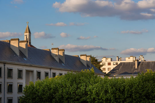 Paris,  Boulogne Billancourt district France. High views on home buildings in rue de Silly 