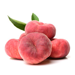 chinese flat peaches on white background 