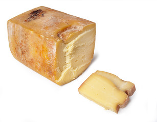 Ragusano cheese, Cosacavaddu stagionato, isolated on white background
