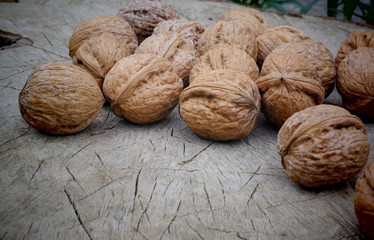 walnuts on wooden background