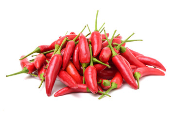 red hot chili peppers isolated on white