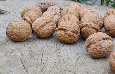 walnuts on wooden background