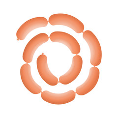 Delicatessen meat, sausages on a white background.