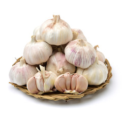 fresh garlic isolated on white background 