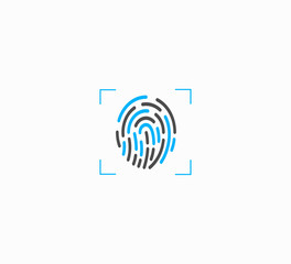 Fingerprint scanning, identification and security vector illustration isolated