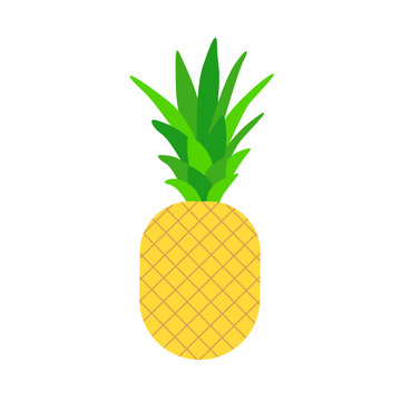 Pineapple icon on white background. Ripe exotic fruit on flat style. Isolated vector illustration.