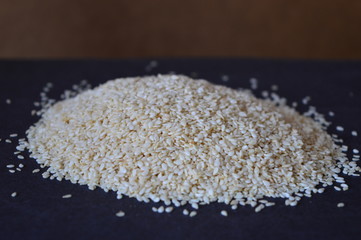 chia seeds  on a black table