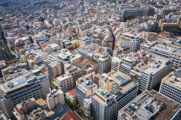 Aerial view of Athens, landscape of city center, modern building od Athens, Greece
