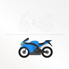 Cute Motorcycle Vector Illustration for kids color book