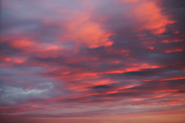 Naklejka na ściany i meble Orange and pink sky background at sunset