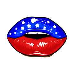 Independence Day USA with lips American flag. Good for T-shirts, Flags of the USA in sensuality lips
Happy July 4th. Independence Day USA holiday.