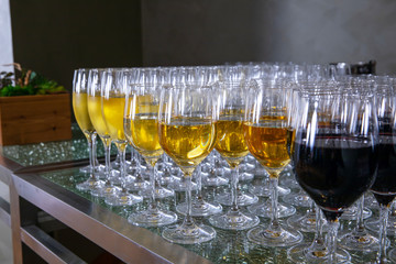 many glasses of wine