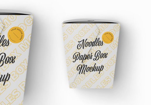 3D Top View Noodles Paper Box Mockup