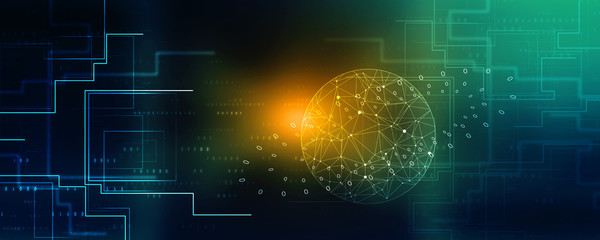 2d illustration Abstract futuristic electronic circuit technology background