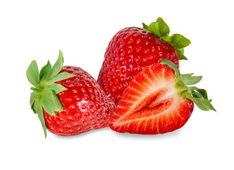 Fresh strawberry isolated on white background with clipping path