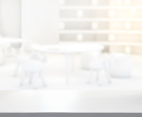 Table Top And Blur Living Room Of Background
