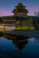 Fototapeta na wymiar Northwestern tower of the Forbidden City Palace Museum in Beijing, China