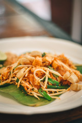 Pad Thai, stir-fried rice noodles, Thai food.