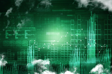 2d rendering Stock market online business concept. business Graph 