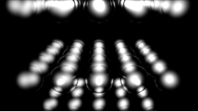 Cubo de esferas brillantes rotando, blanco y negro 