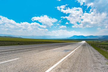 Long straight open road panorama