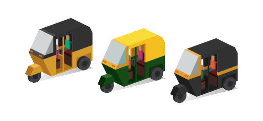 Isometric Auto Rickshaw vector illustration.