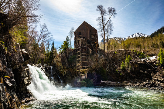 Waterfall At Old Crystal Mill White River National Forest Colorado